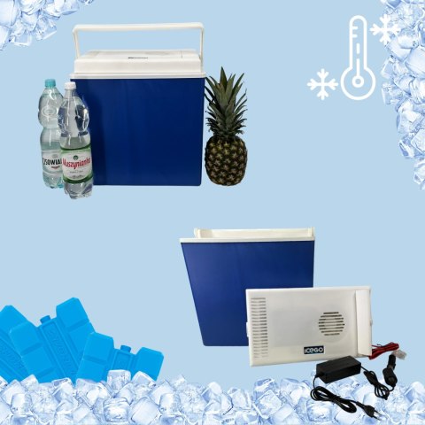 Lodówka samochodowa elektryczna 30L ICEGO, zasilanie 12-230V, niebieska
