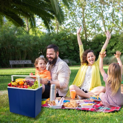 Lodówka samochodowa elektryczna 30L ICEGO, zasilanie 12-230V, niebieska