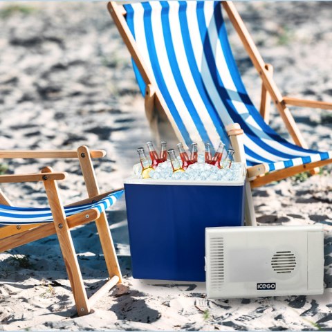 Lodówka samochodowa elektryczna 30L ICEGO, zasilanie 12-230V, niebieska