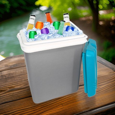 Lodówka turystyczna 15L KAMAI EDA na wkłady mrożące, niebieska z białą rączką